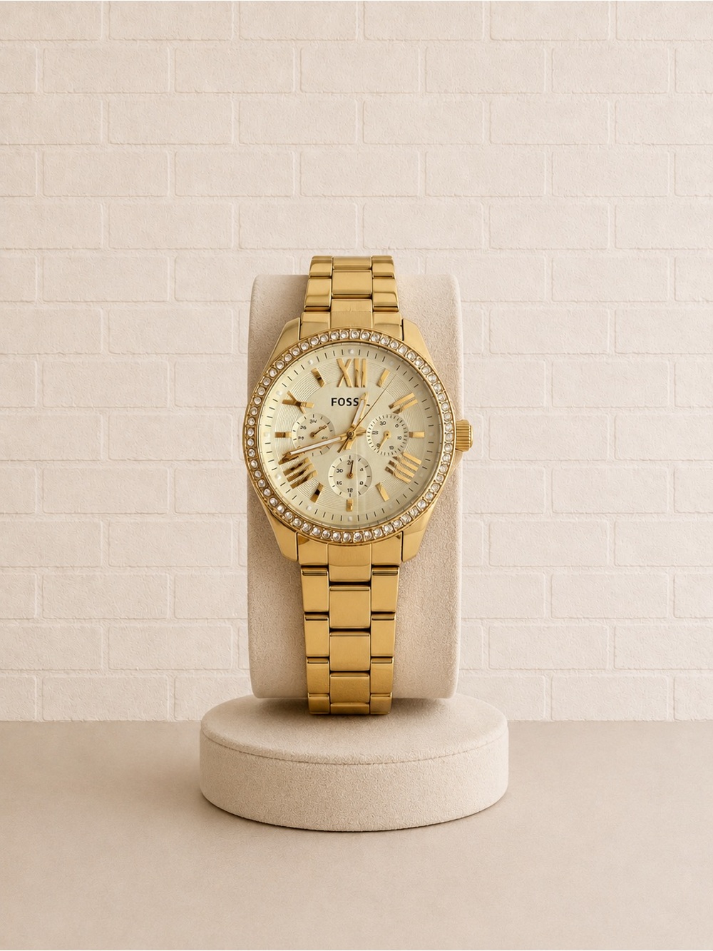 Fossil Gold-Tone Crystal Bezel Women’s Bracelet Watch